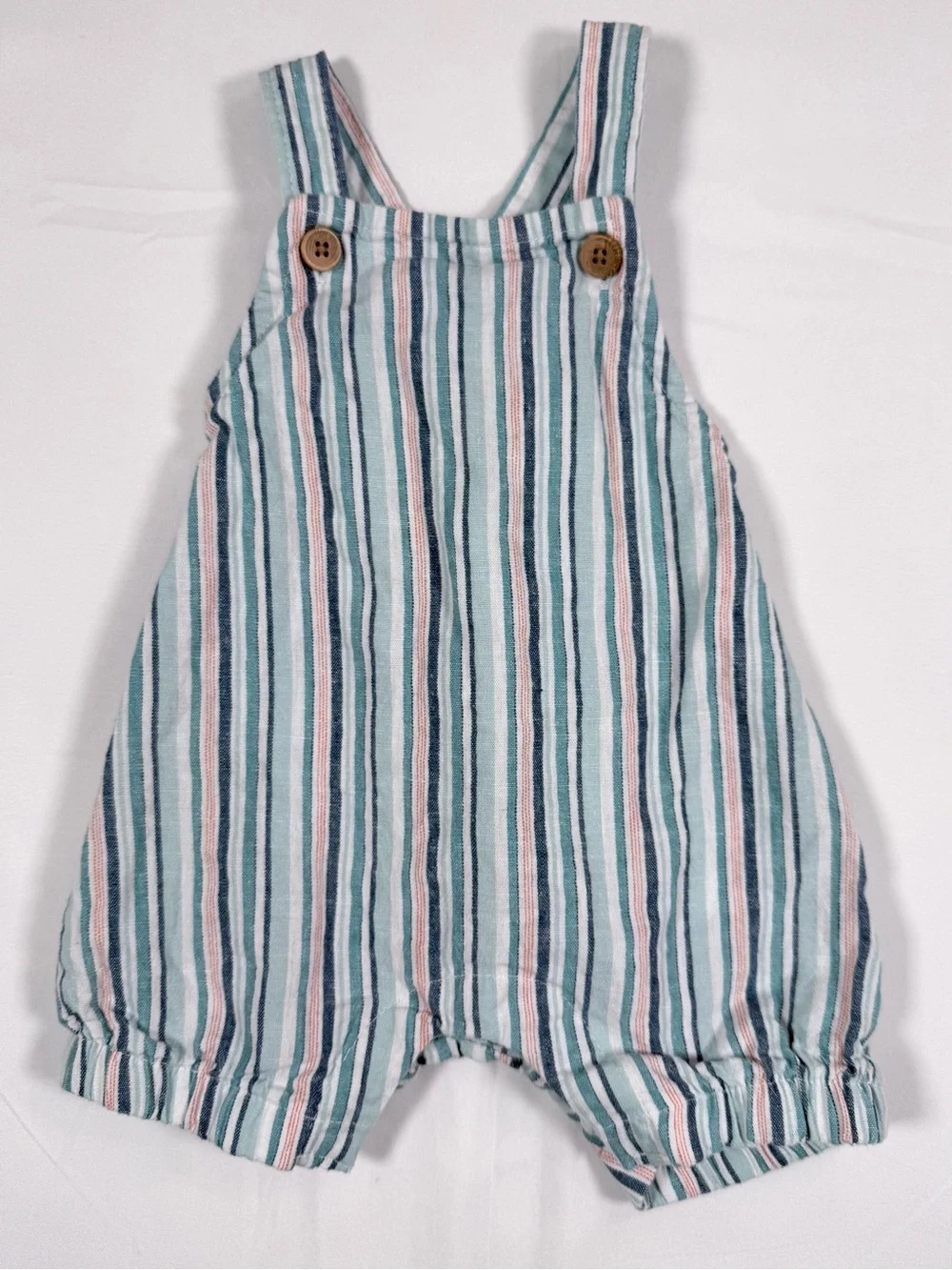 CARTER’S Boys Linen Blend Striped Bubble Romper 0-3M Beach Coastal Summer Preppy